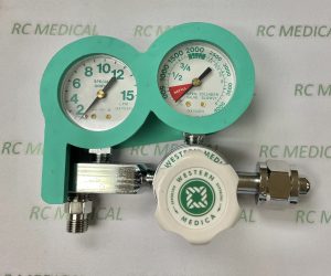 Western Medica Single Stage Regulator, 15 LPM, WITH PROTECTOR, Large Cylinder