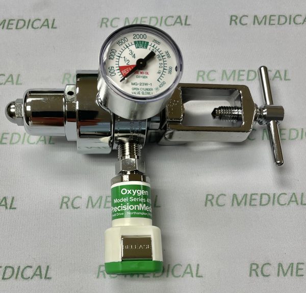 Western Medica Oxygen Regulator, Preset 50 PSI with Puritan Bennett Quick Connect, Small Cylinder