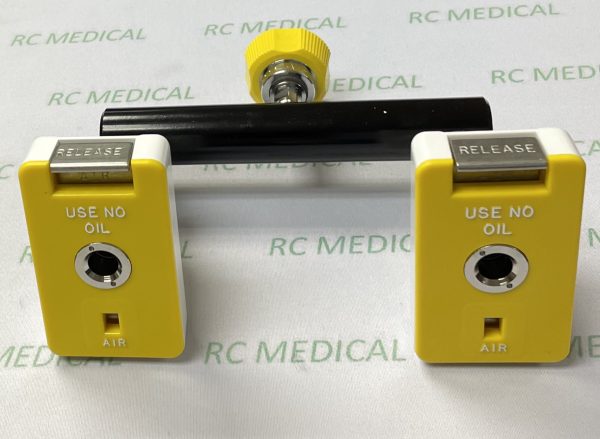 "T" Block with 2 Chemetron Couplers and DISS Handtight Inlet for AIR