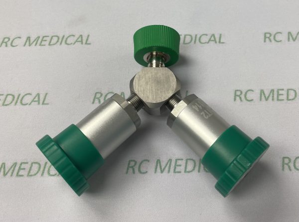 DISS Y Block with 2 Ohmeda Couplers for Oxygen