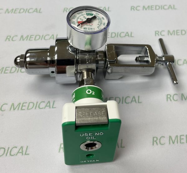 Western Medica Oxygen Regulator, Preset 50 PSI with Chemetron Quick Connect, Small Cylinder