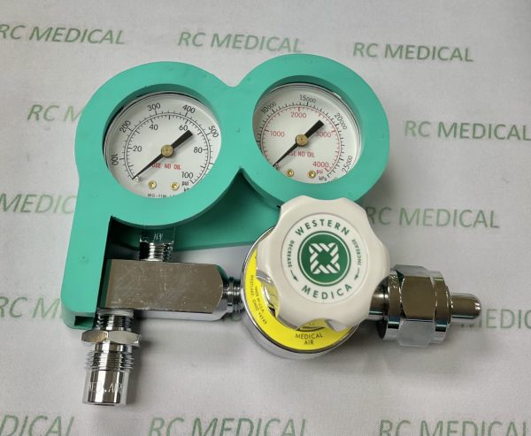 Western Medica Air Regulator, Adjustable 0-100 PSI, WITH PROTECTOR, Large Cylinder