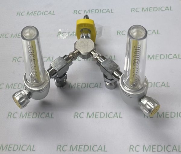Gentec Dual Air Flowmeter with (2) 50 PSI Auxiliary Valves (Power Take Off), Chemetron Adapter