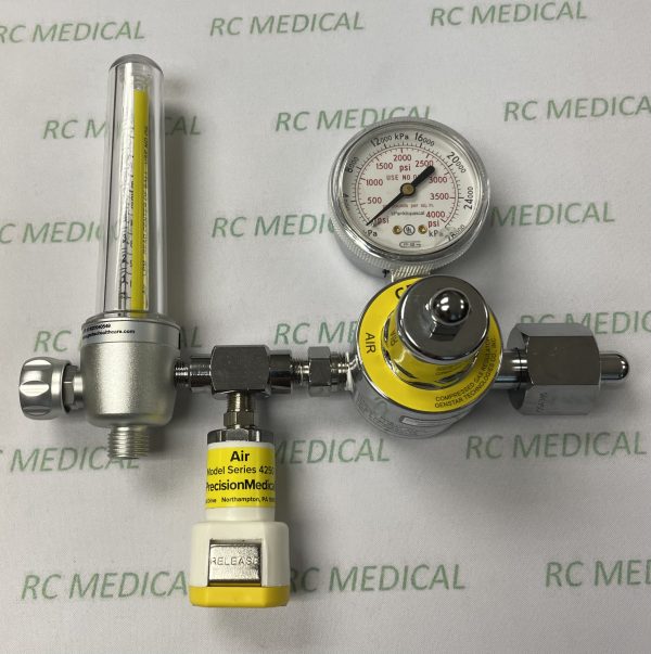  Air Regulator with 15 LPM Flowmeter & 50 PSI Puritan Quick Connect, Large Cylinder