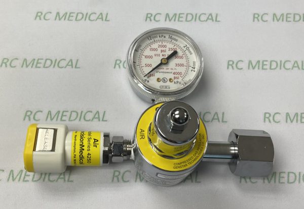  Air High Pressure Regulator with Puritan Quick Connect, Preset 50 PSI, Large Cylinder (CGA346)