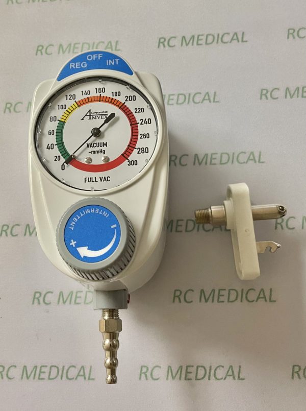 Amvex Continuous/Intermittent Suction Regulator, 0-300 mm Hg, Chemetron Inlet, Tubing Nipple Outlet    Limited Quantities  COMPARE TO DISCONTINUED WESTERN MEDICA MODEL SRQ2109IN STOCK