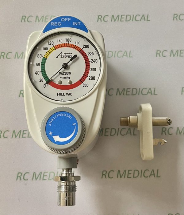 Amvex Continuous/Intermittent Suction Regulator, 0-300 mm Hg, Chemetron Inlet, DISS M Outlet     Limited Quantities  COMPARE TO DISCONTINUED WESTERN MEDICA MODEL SRQ2109DIN STOCK