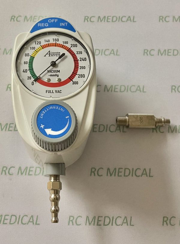 Amvex Continuous/Intermittent Suction Regulator, 0-300 mm Hg, Puritan Bennett Inlet, Tubing Nipple Outlet   Limited Quantities   COMPARE TO DISCONTINUED WESTERN MEDICA MODEL SRQ2108IN STOCK