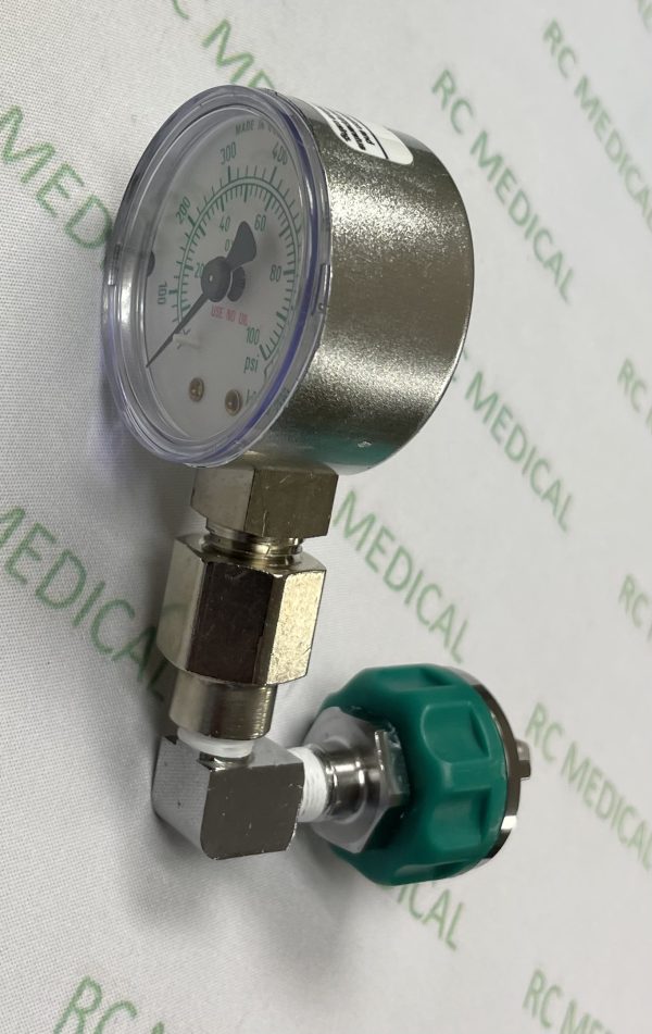 100 PSI Test Gauge for Wall.  OXYGEN with Ohmeda Adapter