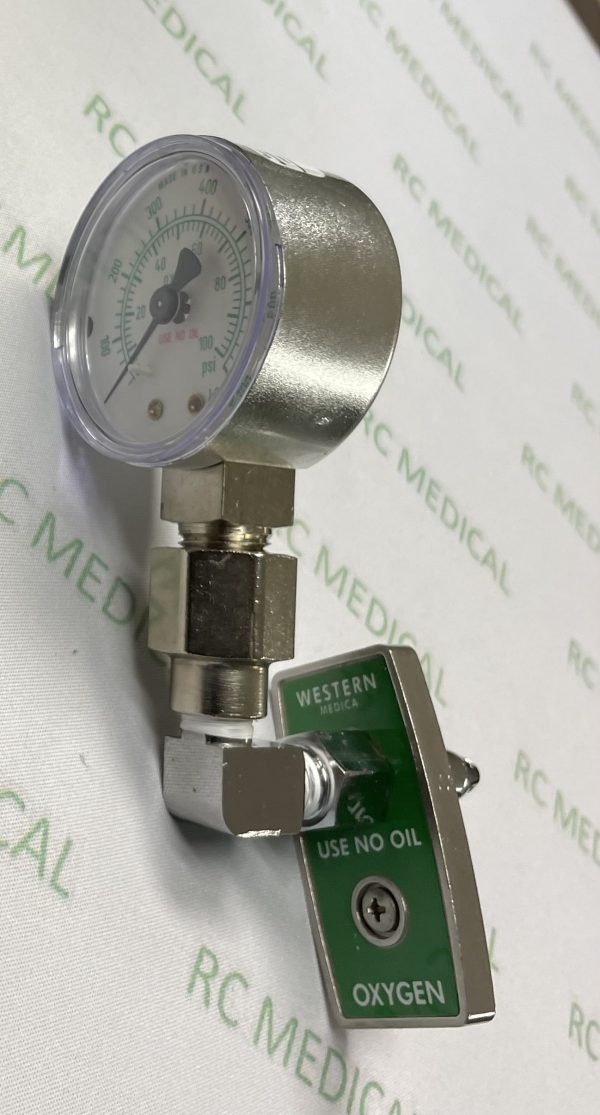 100 PSI Test Gauge for Wall.  OXYGEN with Chemetron Adapter