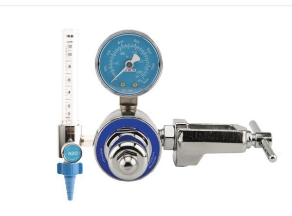 Nitrous Oxide 50 PSI Preset Diaphragm Regulator CGA 910 with 0-12 LPM Flowmeter