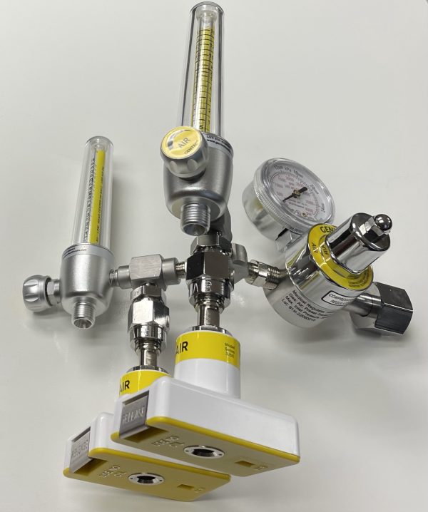 Dual Air Flowmeter on (346) Large Cylinder Regulator with (2) 50 PSI Chemetron Quick Connects