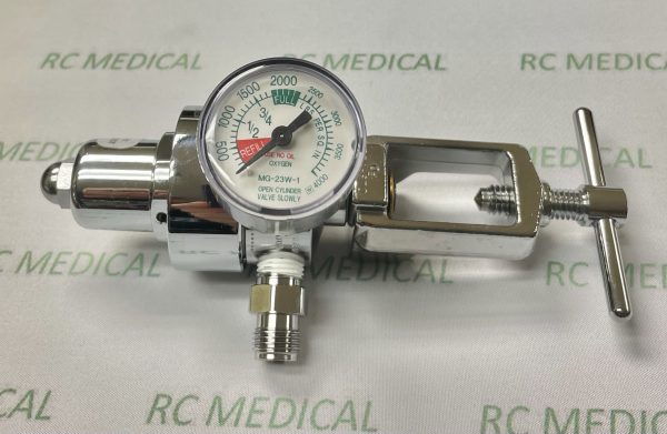Western Medica Oxygen Regulator, Preset 50 PSI with DISS Outlet, Small Cylinder, with Check Valve