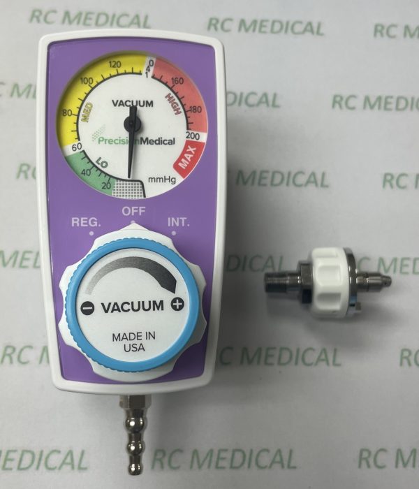 Precision Medical Continuous IntermIttent Suction Regulator, 0-200 mmHg, Ohmeda Quick Connect Inlet, Tubing Nipple Outlet, PURPLELimited Quantities