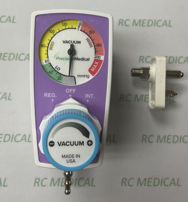 Precision Medical Continuous Intermittent Suction Regulator, 0-200 mmHg, Chemetron Quick Connect Inlet, Tubing Nipple Outlet, PURPLELimited Quantities