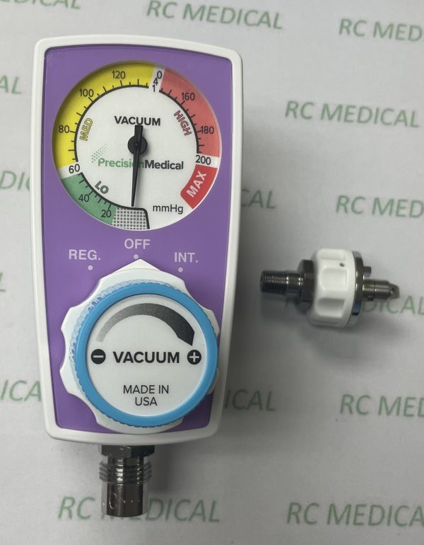 Precision Medical Continuous Intermittent Suction Regulator, 0-200 mmHg, Ohmeda Quick Connect Inlet, DISS Male Outlet, PURPLELimited Quantities