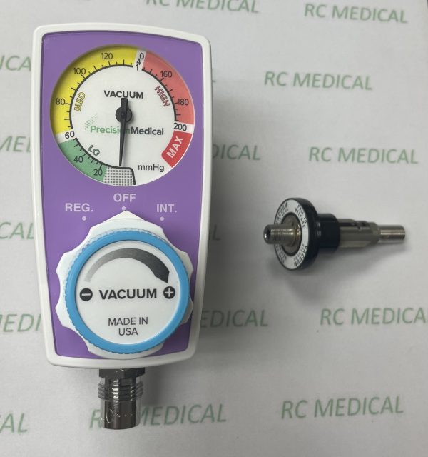 Precision Medical Continuous Intermittent Suction Regulator, 0-200 mmHg, Medstar Quick Connect Inlet, DISS Male Outlet, PURPLELimited Quantities