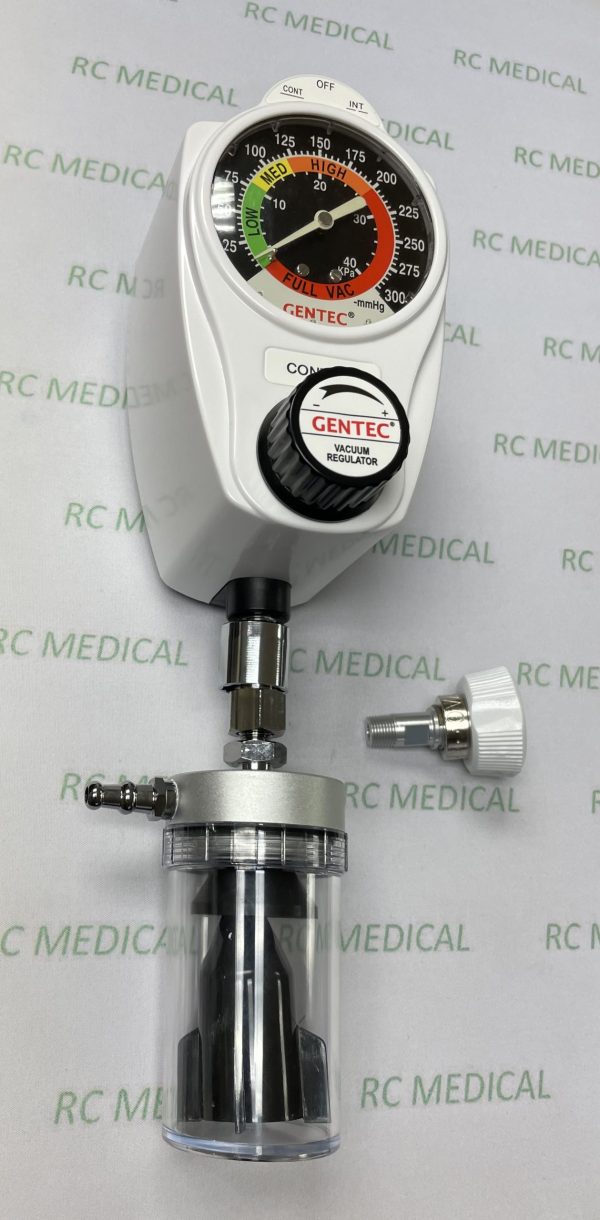 Gentec Continuous/Intermittent Suction Regulator, 0-300 mm Hg With Trap Included, DISS Female Quick Connect Inlet   Limited Quantities 