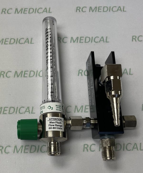 Precision Medical 15 LPM Flowmeter with 8-9 LPM Vertical Neb Block with NO Adapter (1/8" NPT Female)
