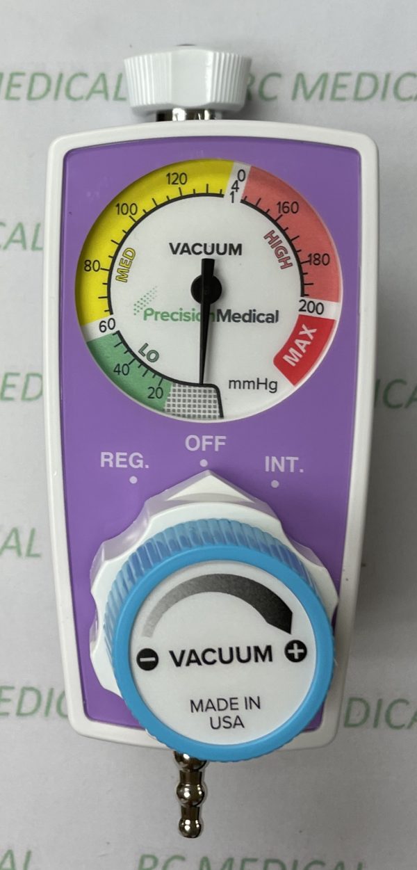 Precision Medical Continuous/Intermittent Suction Regulator, 0-200 mmHg, for Ceiling Mount with Tubing Nipple Outlet and DISS Female Inlet, PURPLE