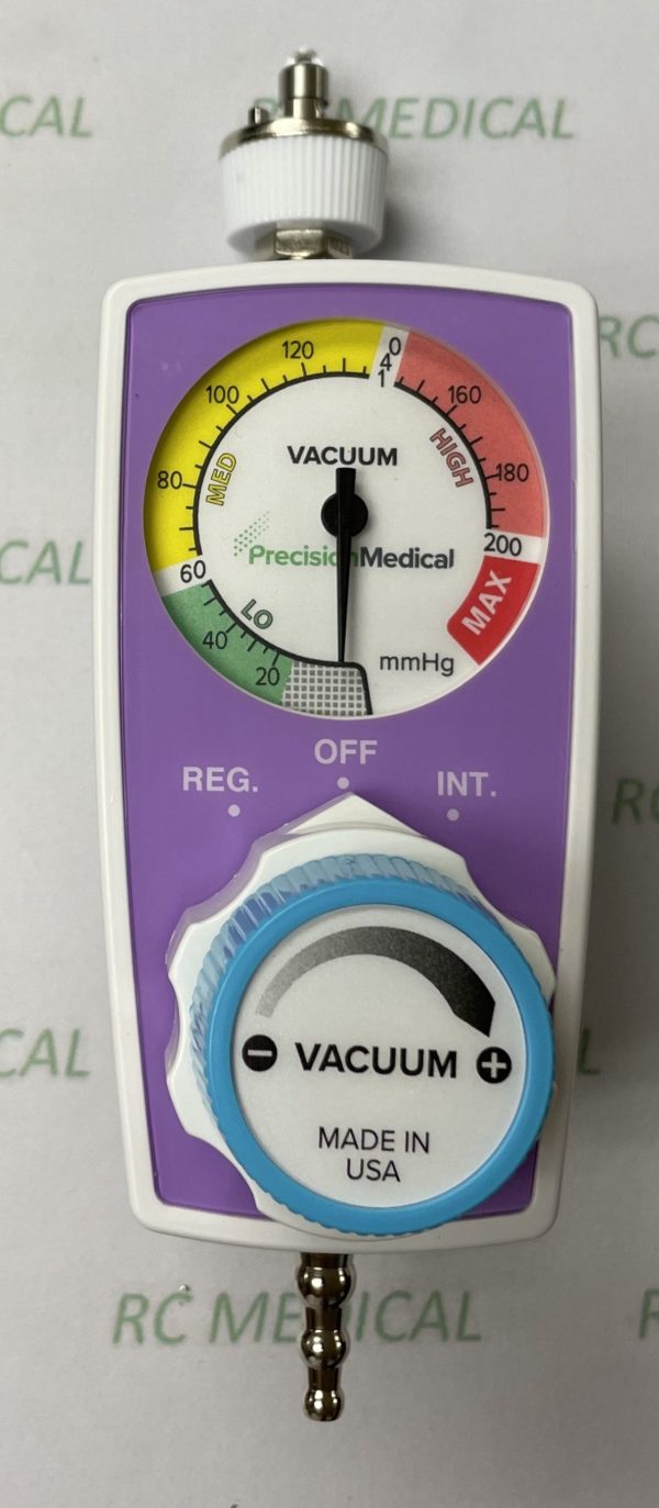 Precision Medical Continuous/Intermittent Suction Regulator, 0-200 mmHg, for Ceiling Mount with Tubing Nipple Outlet and Ohmeda Inlet, PURPLE