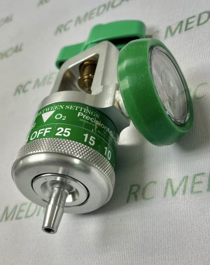 Precision Medical EasyDial Reg Oxygen Regulator, 0-25 L/min with 870 Yoke Connection, Gauge and Tubing Nipple