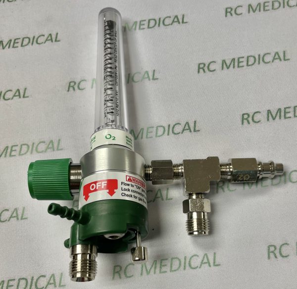 Precision Medical 15 LPM Oxygen SELECT Flowmeter WITH auxiliary valve (PTO)-Puritan