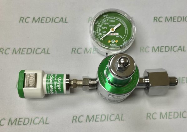 Oxygen Regulator, Preset 50 PSI with Puritan Bennett Quick Connect, Large Cylinder