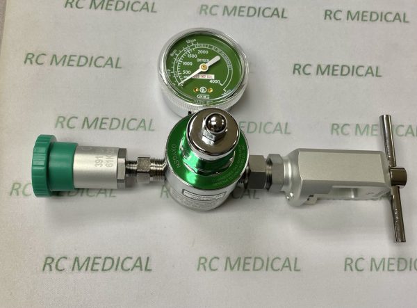Gentec Oxygen Regulator, Preset 50 PSI, with Ohmeda Quick Connect for Small (CGA870) Cylinder