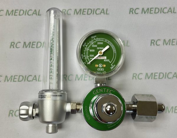 Gentec Oxygen Regulator with 15 LPM Flowmeter for Large Cylinder (CGA540)