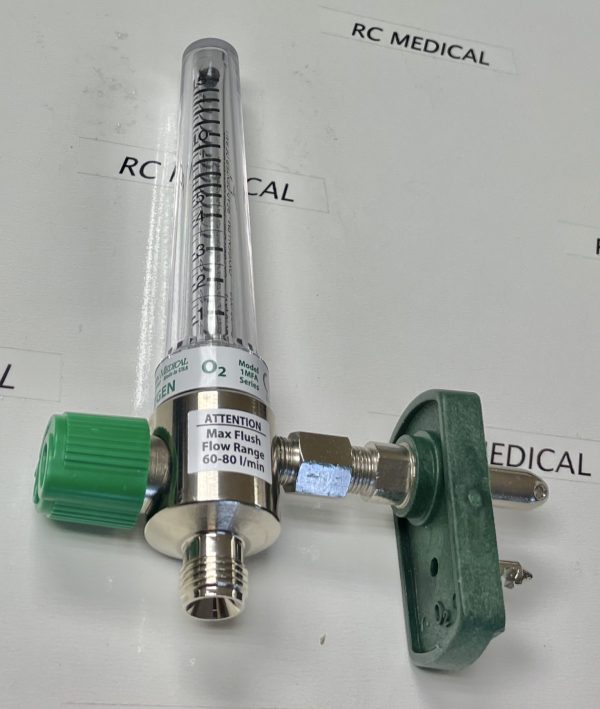 Precision Medical Chrome Body 0-15 LPM Oxygen Flowmeter with Chemetron Quick Connect