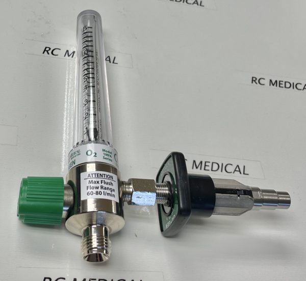 Precision Medical Chrome Body 0-15 LPM Oxygen Flowmeter with Medstar Quick Connect