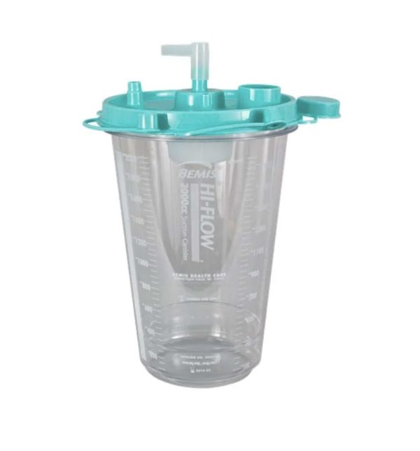 2000 cc Bemis Hi-Flow Rigid Suction Canister with Aerostat Bacteria Filter, 12/CS