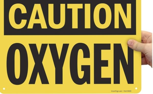 Plastic Sign "Caution - Oxygen", 10" X 14"