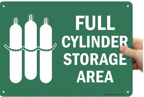 Plastic Sign "Full Cylinder Storage Area", 10" X 14"