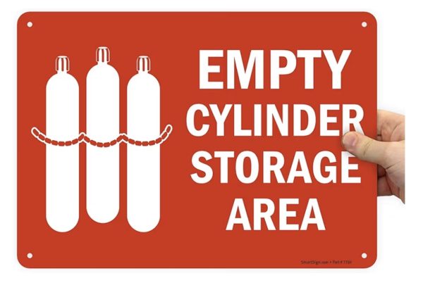Plastic Sign "Empty Cylinder Storage Area", 10" X 14"