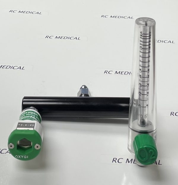 Oxygen Flowmeter, 15 LPM, with Puritan-Bennett Coupler on "T" Bar